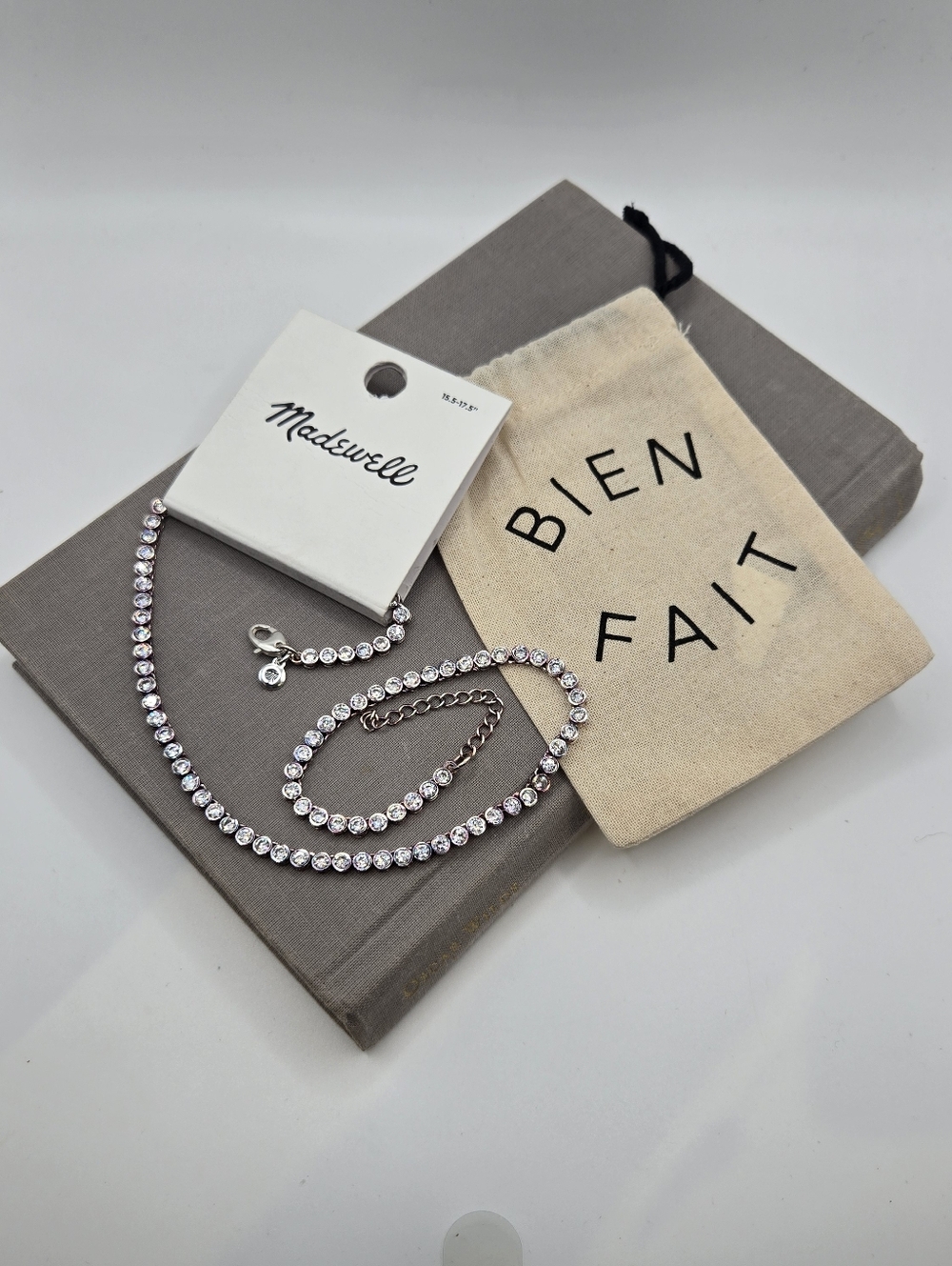 Madewell The Tennis Collection bezel-set Crystal Necklace Silver/Pink Dressy